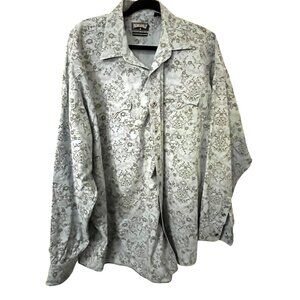 Panhandle Slim 2XL XXL Men's Light Blue & Brown Paisley Diamond Snap Country Cow